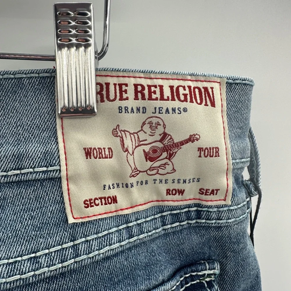 True Religion Ricky Big T Flap Relaxed Straight Jeans Light Pacific Wash 36x34